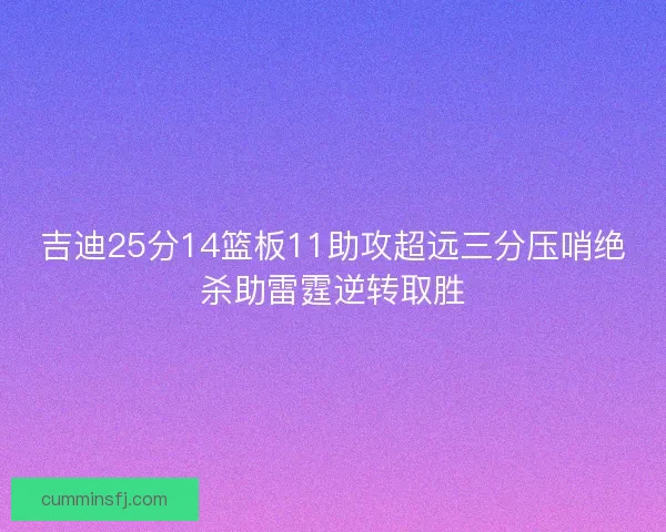 吉迪25分14篮板11助攻超远三分压哨绝杀助雷霆逆转取胜