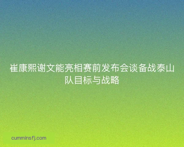 崔康熙谢文能亮相赛前发布会谈备战泰山队目标与战略