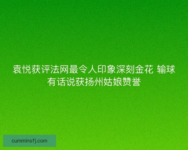 袁悦获评法网最令人印象深刻金花 输球有话说获扬州姑娘赞誉