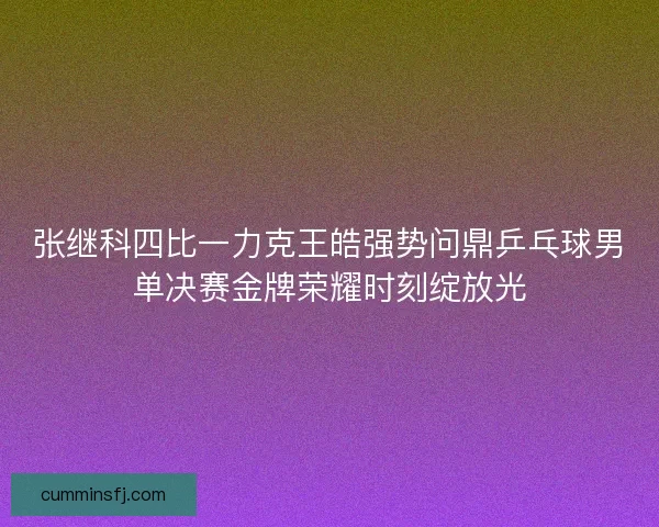 张继科四比一力克王皓强势问鼎乒乓球男单决赛金牌荣耀时刻绽放光
