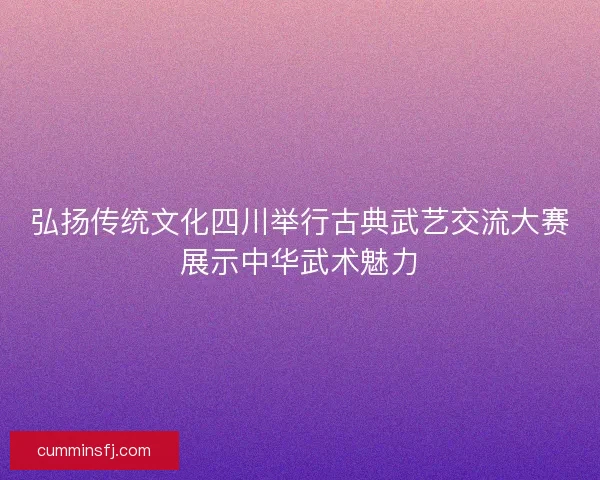 弘扬传统文化四川举行古典武艺交流大赛展示中华武术魅力