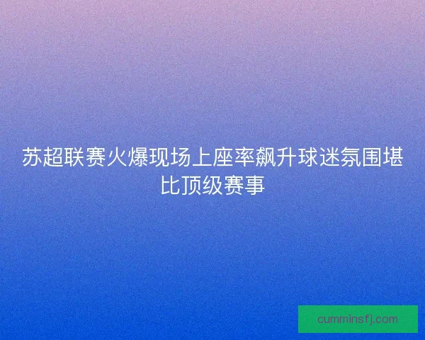 苏超联赛火爆现场上座率飙升球迷氛围堪比顶级赛事