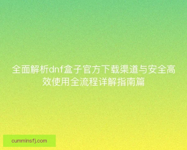 全面解析dnf盒子官方下载渠道与安全高效使用全流程详解指南篇